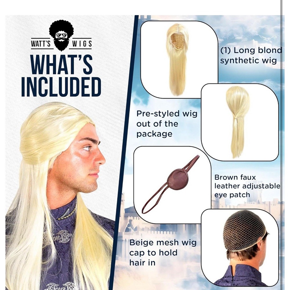 Dragon Rider Wig With Eye Patch - Picture 2 of 5